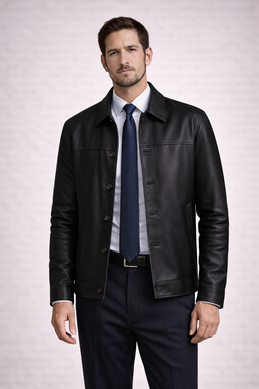 Mohenjo-daro Sheep Leather  Buttons Jacket - BROWN