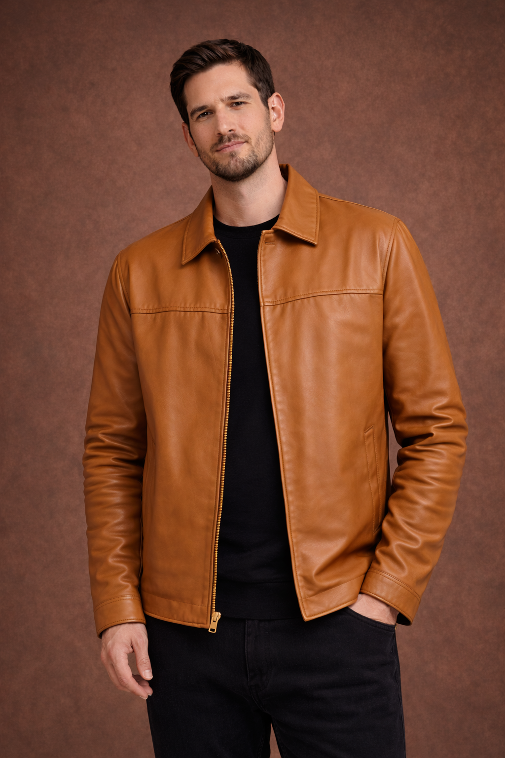 Mohenjo-daro Sheep Leather Zipper Jacket - Olive Grey