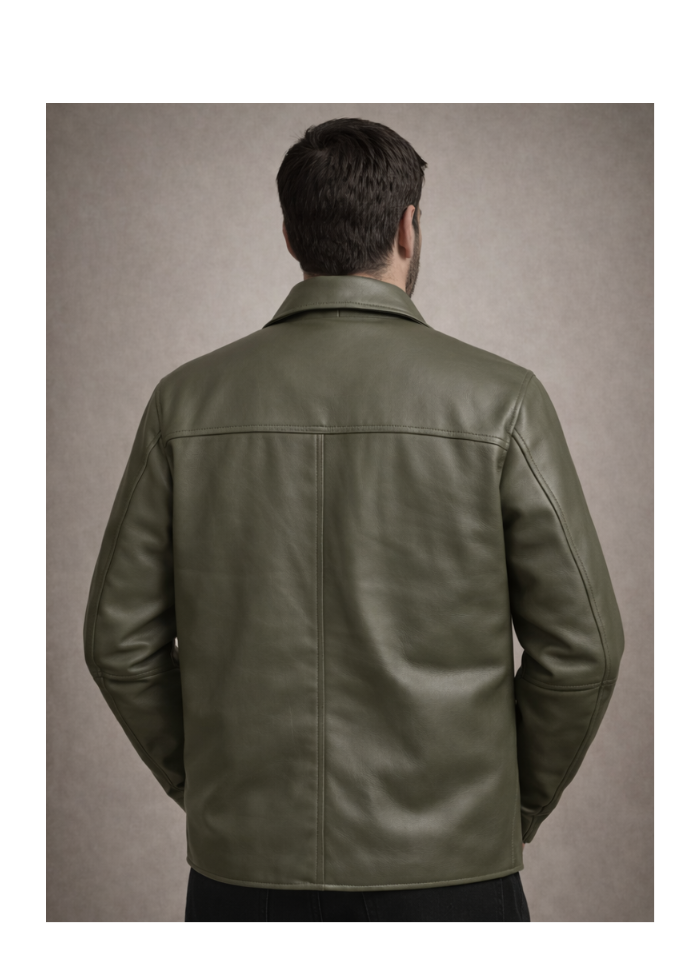 Mohenjo-daro Sheep Leather Zipper Jacket - Olive Grey