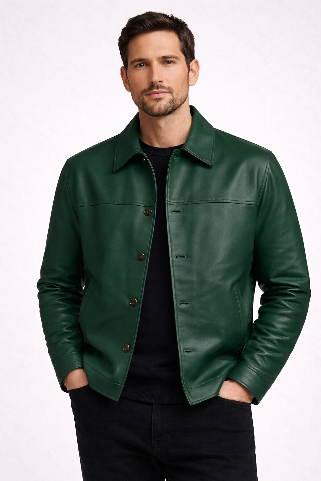 Mohenjo-daro Sheep Leather Jacket - Olive Grey