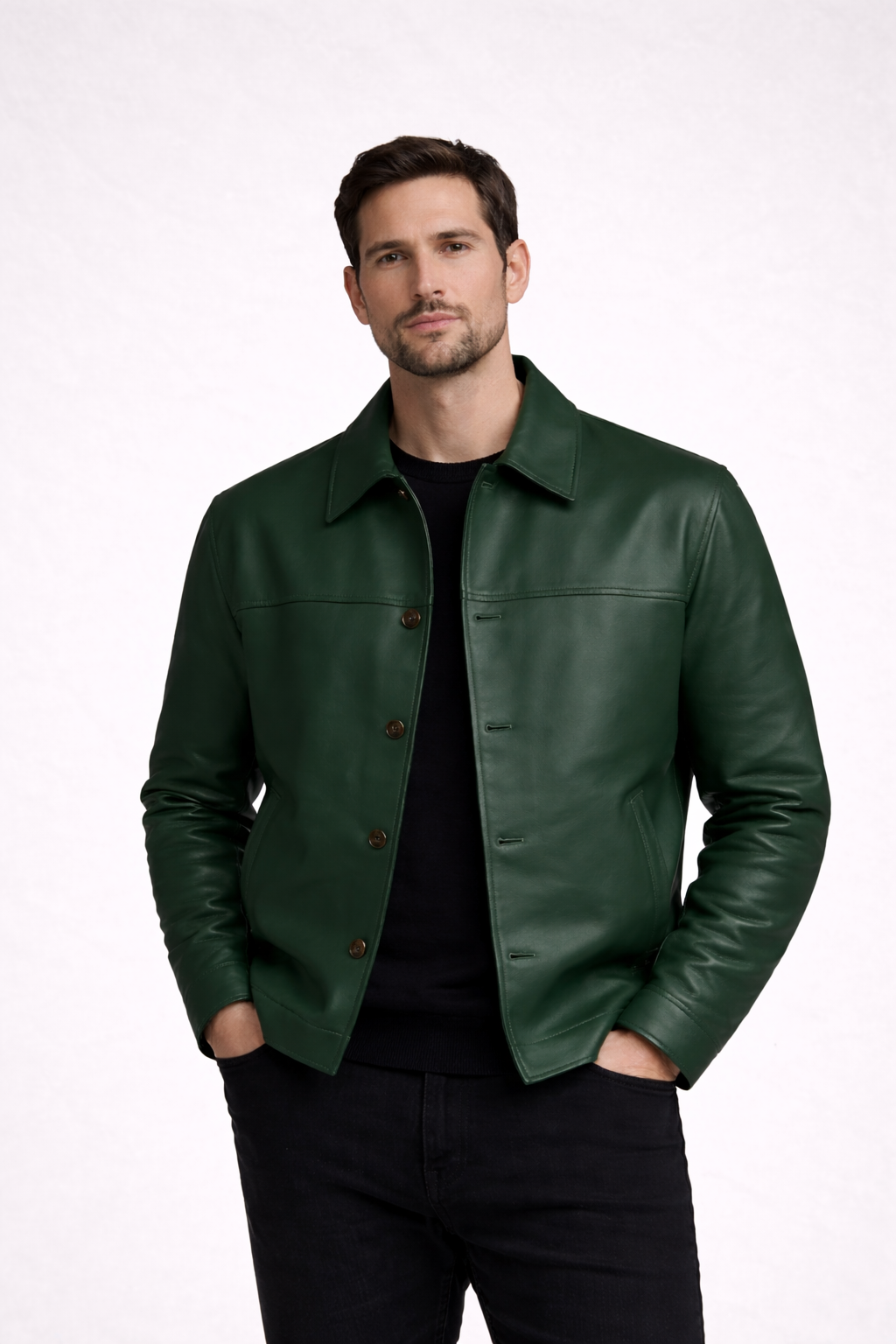 Mohenjo-daro Sheep Leather Jacket - GREEN