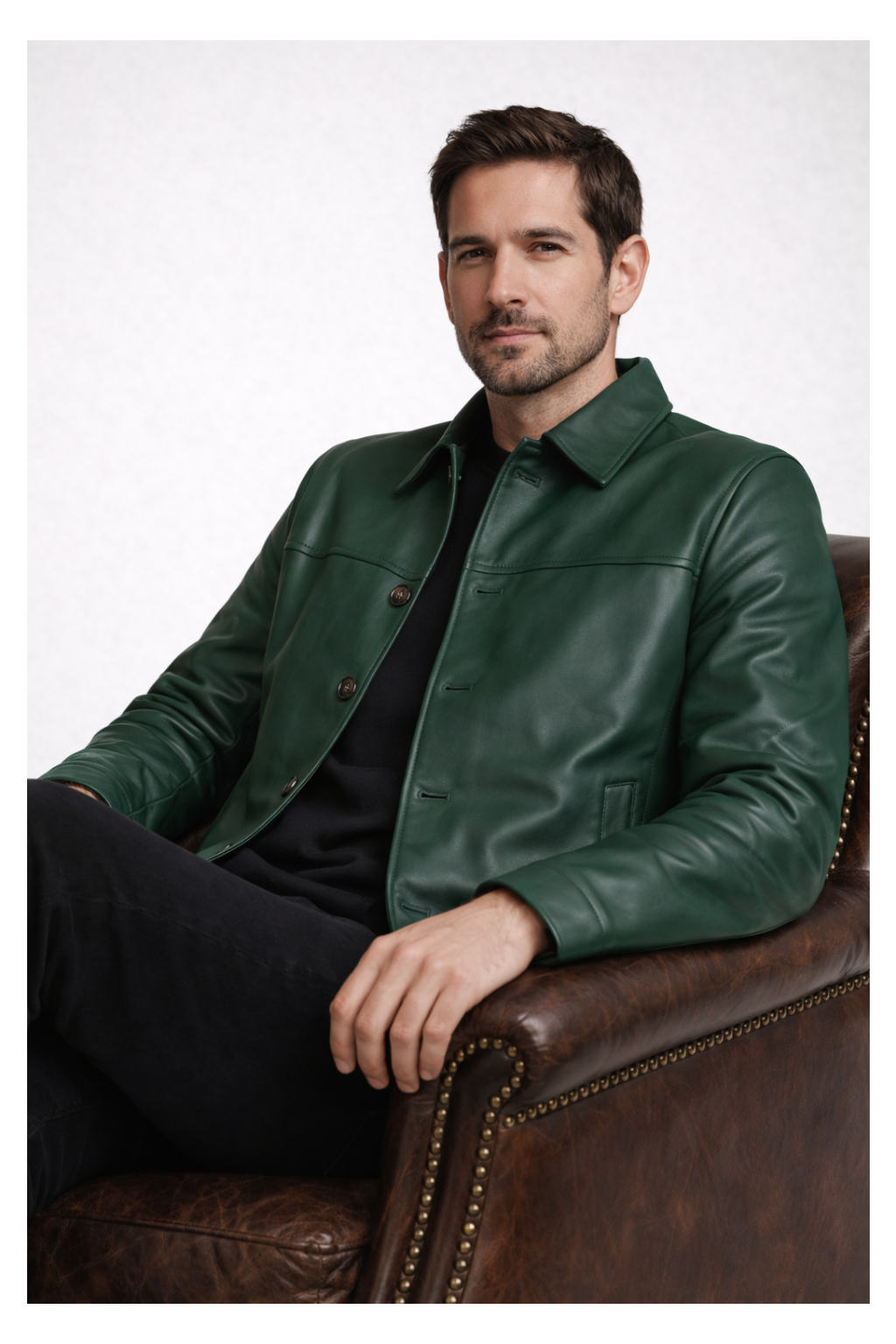 Mohenjo-daro Sheep Leather Jacket - GREEN