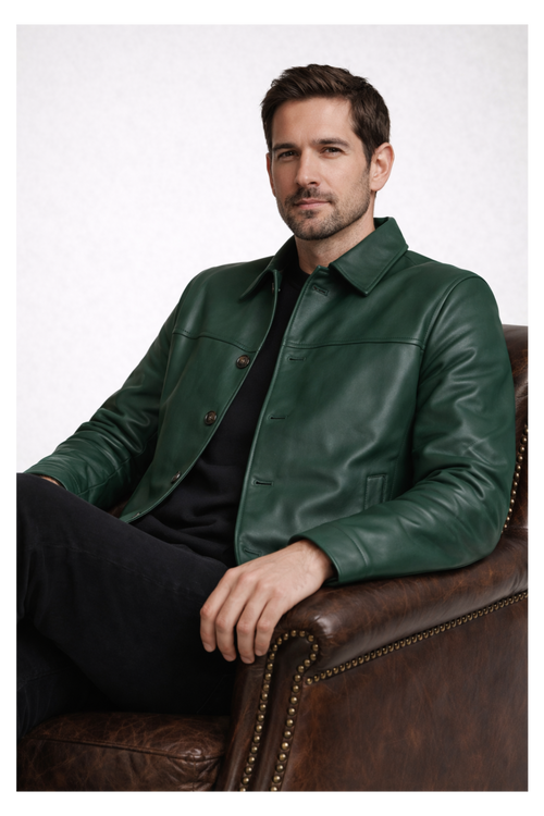 Mohenjo-daro Sheep Leather Jacket - GREEN