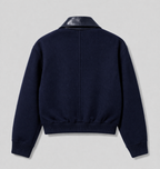 AREZO Wool Jacket with Leather Collar