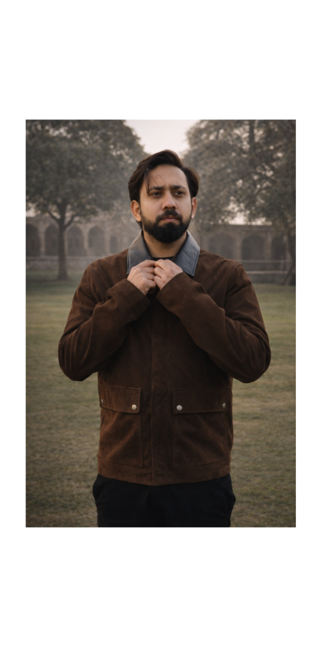 DASTAN Chocolate Suede Leather Jacket