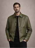 Mohenjo-daro Sheep Leather Jacket - Olive Grey
