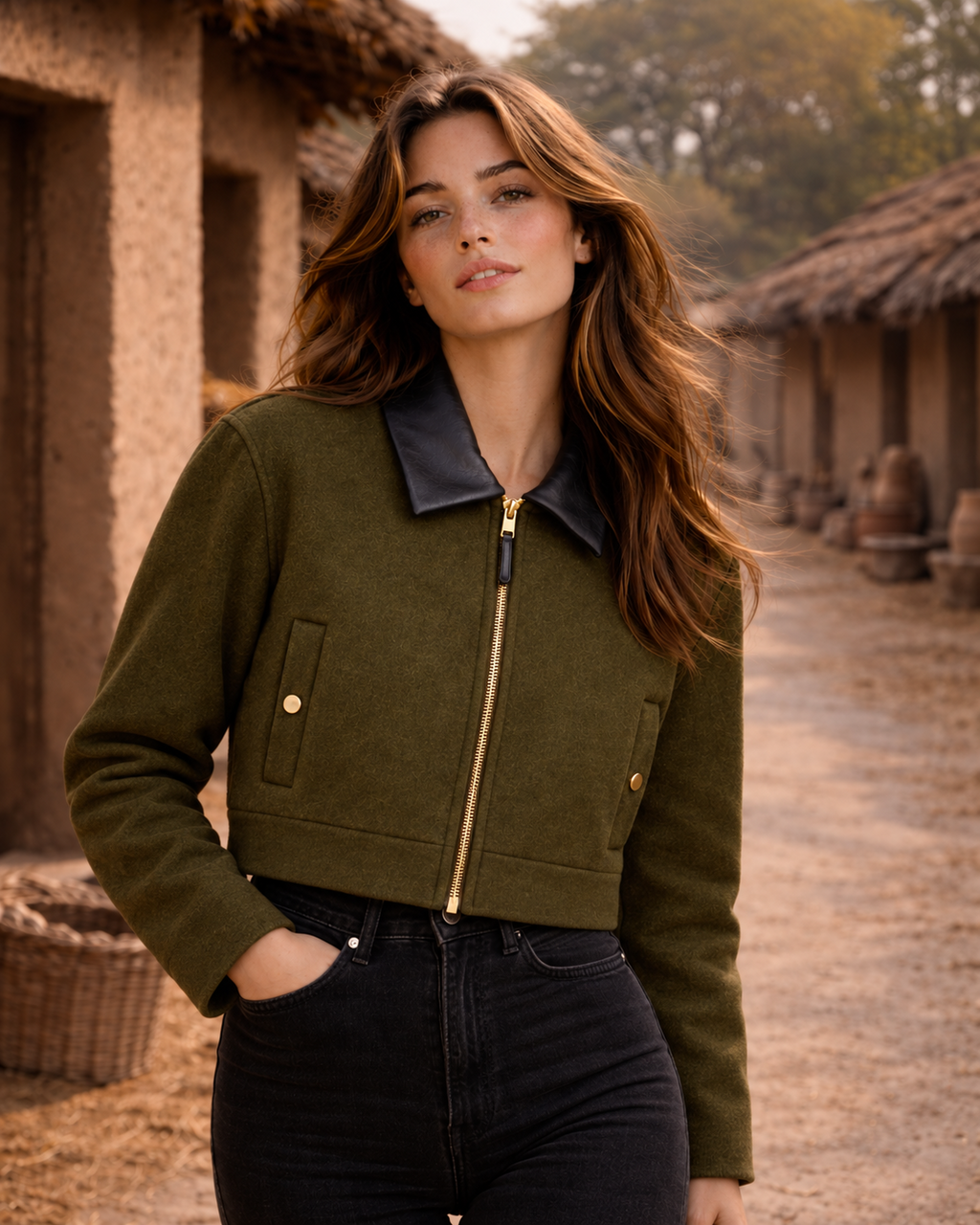 Jacket 1 Olive Green styled view