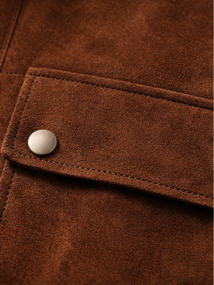 DASTAN Chocolate Suede Leather Jacket